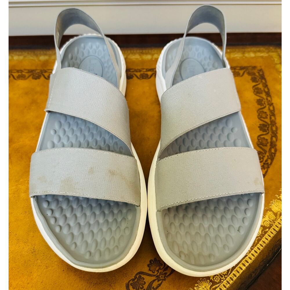 Crocs LiteRide Lite Ride Stretch Gray White Lightweight Slide Sandals Size 9